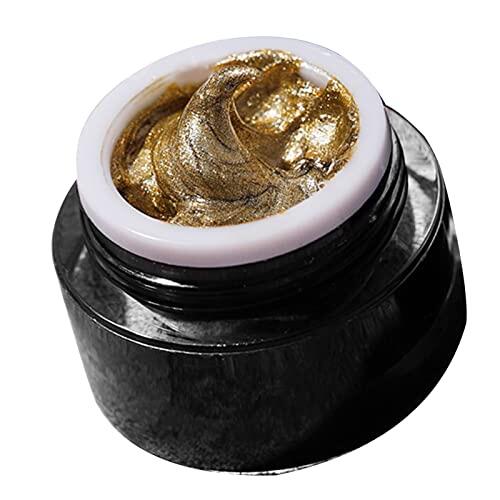 Eacam Gel de Uñas Golden Line, Gel de Uñas con Diseño Escultura Delicada 3D para Salón Manicura, Profesional Dibujo Línea Dorada 0,4 Oz con Viscosidad Moderada,
