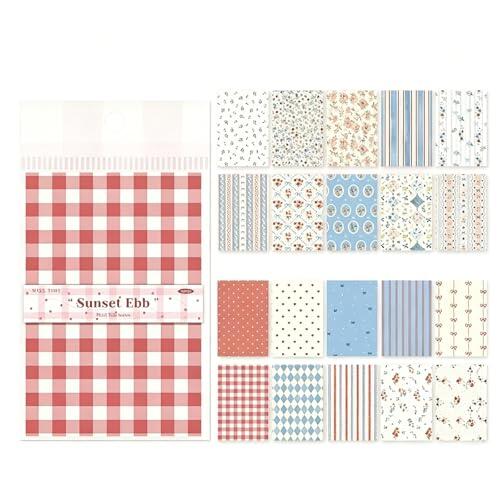 30 hojas de papel para álbumes de recortes, papel decorativo retro de estilo rústico de 5.5 x 8.3 pulgadas, 10 estilos diferentes a cuadros y patrones florales para manualidades, álbumes de recortes