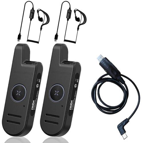 Radio portátil Radtel RT13 Super Mini, recargable, con función VOX manos libres, radio bidireccional PMR para negocios, ideal para restaurantes, peluquerías y hoteles (paquete de 2 + auriculares + cab