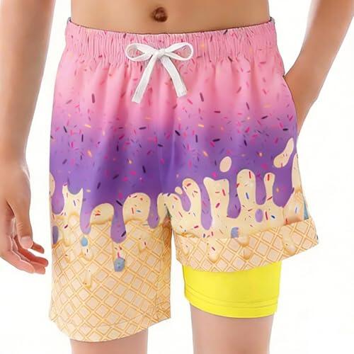 Bañador Niño Boxer Bañadores Bermudas Deportivas Con Forro Compresión Secado Rápido Antirozaduras Pantalones Cortos De Natación Estampado 3D Cómodo Elástico Ligeros Para Surf Playa Y Piscina 2-14 Años