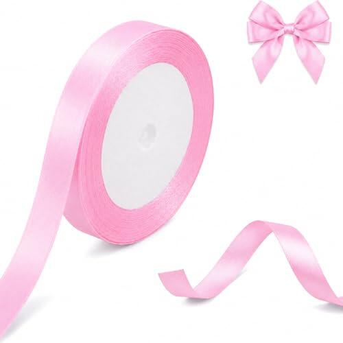 Cintas de color rosa claro de 10 mm para envolver regalos, cintas de 22 m para manualidades, cinta decorativa de tela gruesa para el día de San Valentín, aplicable a la fabricación de tarjetas