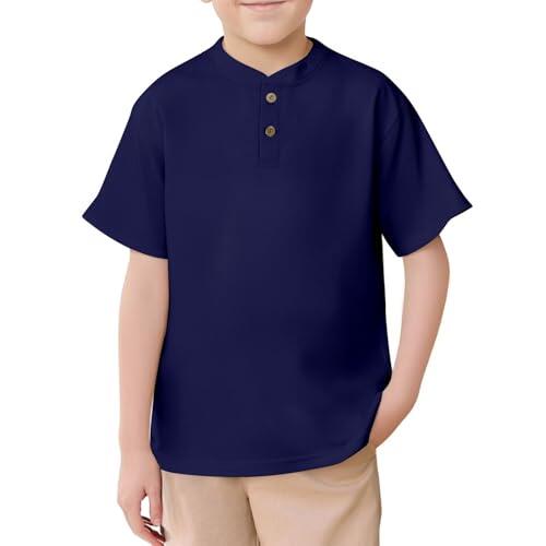 Polo para niño de manga corta con cuello de solapa, camiseta monocolor, camiseta suave, camiseta de ocio, blusas, transpirable, ligera, camiseta de algodón, camiseta deportiva básica de verano, azul