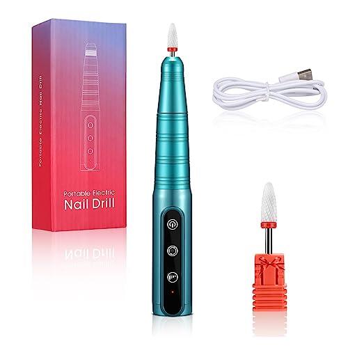 Torno para Uñas, Taladro de uñas 35000 RPM máquina de taladro de uñas profesional, juego de pulido de uñas eléctrico, herramientas de uñas de salón de manicura y pedicura(Groen)