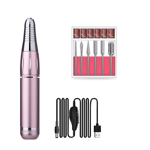 Torno para Uñas, Taladro eléctrico portátil for uñas acrílicas, lima de uñas de 35000 RPM, pulido de manicura y pedicura, equipo de decoración de uñas, herramienta de salón de uñas(Pink Set)