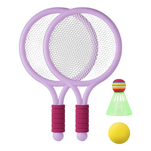 DimyFew 2 Piezas Raquetas de Bádminton Infantiles Shuttlecock Juego Deportivo para Principiantes Plástico Resistente Niños Adecuado para Actividades