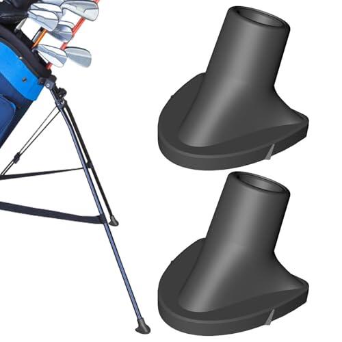 Repuesto de patas de soporte para bolsa de golf, 2 tapas de soporte de goma, accesorios de base negra duraderos, protectores de patas antideslizantes con diseño fácil de instalar para uso en bolsas de