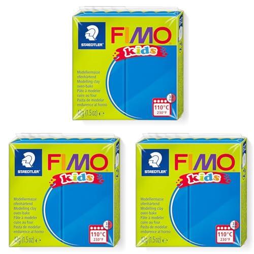 STAEDTLER Fimo 8030-3 - Pasta de modelar, color azul (Paquete de 3)