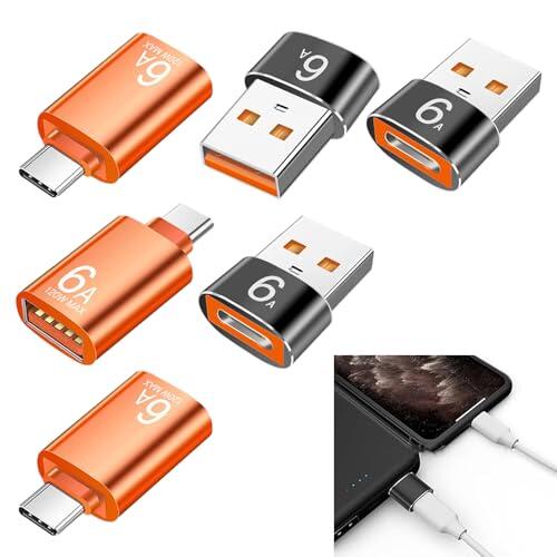 FinalCool 6 Piezas Adaptador USB C a USB 3.0 OTG - USB A a USB C - Carga Rápida Data Sync, Compatible con iPhone 17 Pro MAX Air Macbook Air iPad Galaxy S25