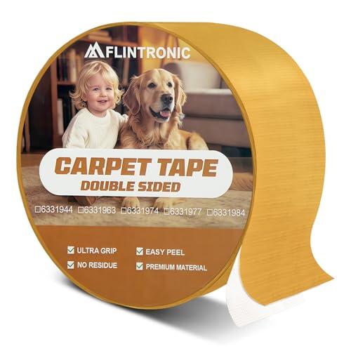 flintronic Cinta de Doble Cara Extra Fuerte, 25m x 50mm Cinta Adhesiva para Alfombras Doble Cara Extra Fuerte, Cinta de Doble Cara Universal, Cinta Adhesiva Versátil,Transparente,Fina,Alfombra Suelo