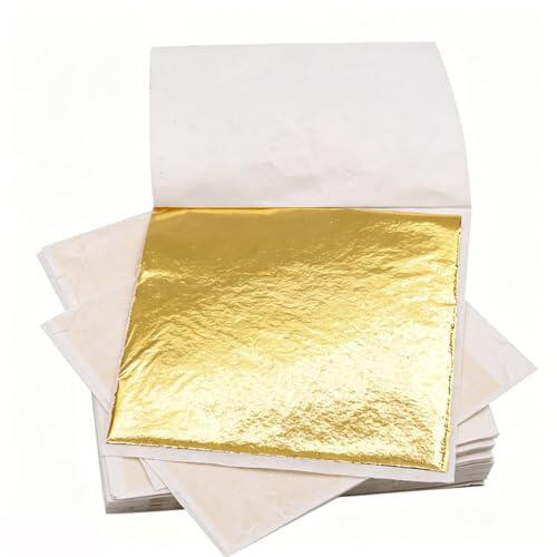 Hoja de oro 200 hojas de lámina de oro de 8,5 x 8 cm, imitación auténtica, hojas de oro para manualidades, decoración de lienzo, artesanía, joyas, marcos, muebles, restauración, hoja de oro, juego de