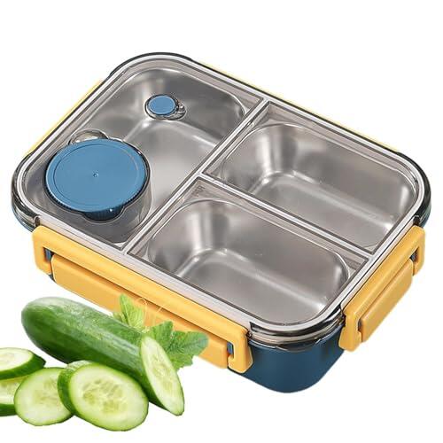 Genérico Pack Lunch Box - Stainless Steel Salad Box, Adult Lunchbox for Adults Students, Food Container with 3 Compartments, Meal Prep Container, Boxes Ideal for High School Workplace Gym Travel