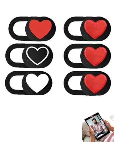 BCHKO Tapa Cámara de Privacidad 6 Unidades, Diseño de Corazón, Ultrafina, para Portátil, Ordenador, Smartphone y Tablet - Protección de Datos y Seguridad Digital.