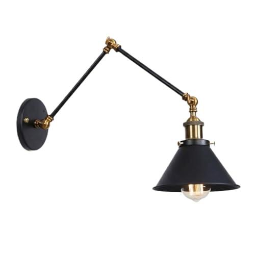 LUOYAOB 7.2 ″ Luces de pared industriales vintage Apliques de pared con brazo oscilante ajustable negro moderno Lámpara de pared de metal retro for dormitorio Lectura de cabecera Sala