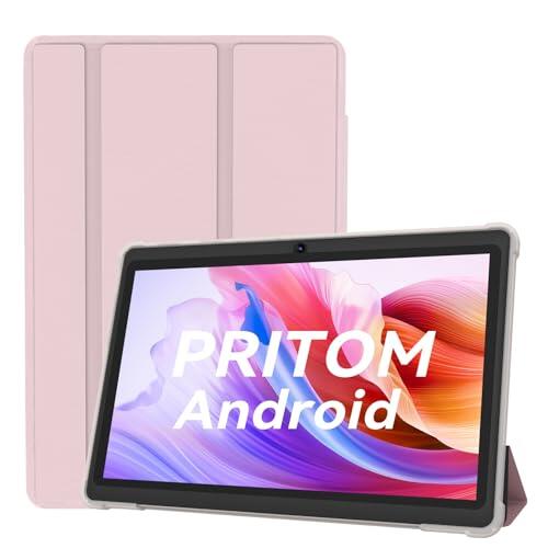PRITOM Tabletas Android de 7 pulgadas, 15,8 GB de RAM, 32 GB, (expansible 1TB), 3500 mAh, Tablet PC, Bluetooth, cámara dual, WiFi, portátil con funda rosa (rosa)
