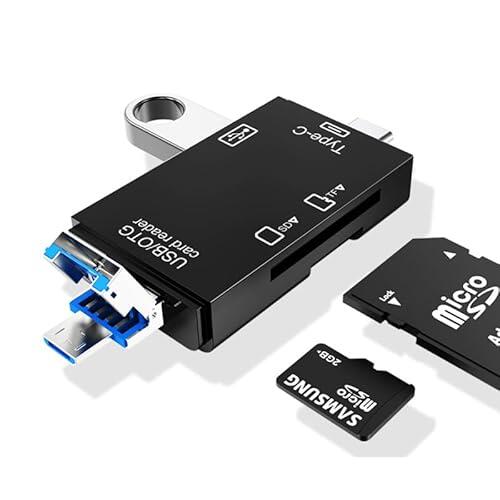 Lector Tarjetas SD/Micro SD, 6 en 1 USB C Lector Tarjetas de Memoria SD para SDXC, SDHC, SD, MMC, RS-MMC, Micro SDXC, Micro SD, Micro SDHC y UHS-I Tarjetas.