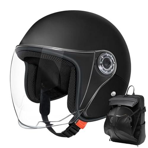 Casco Motocicleta Cara Abierta | Cascos Protectores de Moto | Casco de Scooter Adultos Resistente a los arañazos con Visera Solar | Cascos Moto Vintage para montaña Carretera & Scooter eléctrico