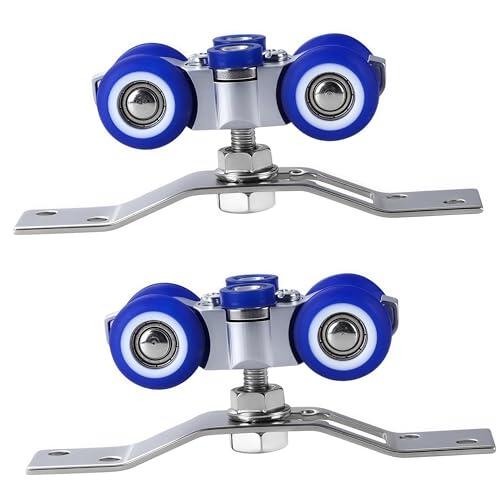 2 Piezas de Ruedas para Puertas Correderas Plegables, Rodamientos para Mampara de Ducha de Acero Inoxidable Azul, Rotación 360°, Silenciosas, para Puertas Correderas, Armario o Ventanas