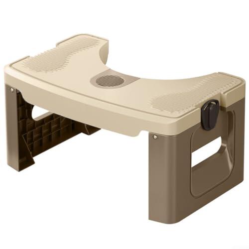 Taburete de inodoro portátil plegable para adultos con base antideslizante diseñado para mayor comodidad y mejora de la postura (caqui)