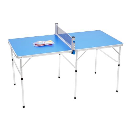 Mesa de ping pong plegable de aluminio MDF, estable y ahorra espacio, mesa de ping pong multifuncional para interior y exterior para familia, niños, camping en casa