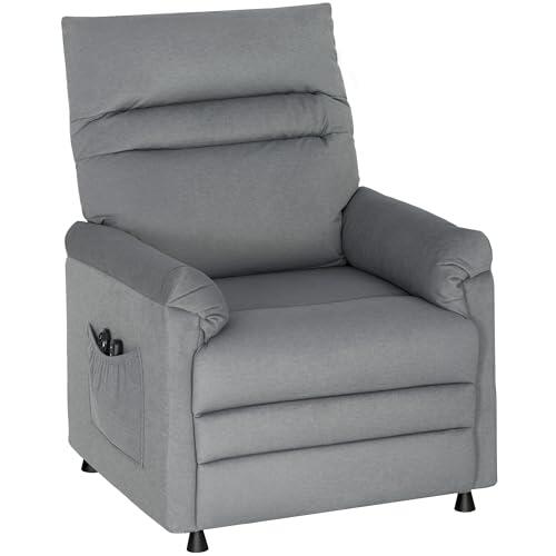 HOMCOM Sillón Relax Reclinable Eléctrico, con Calor Lumbar y Masaje Vibración, Sillón Masaje Relax, Motor Silencioso, Función de Memoria, Bolsillos, Control Remoto con USB, Tejido Pet-Friendly, Gris