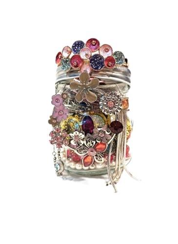20 tarros de joyería sorpresa con accesorios de moda de estilo vintage surtidos, aretes de aleación dorada, collares, anillos, pinzas para el cabello, para mujer