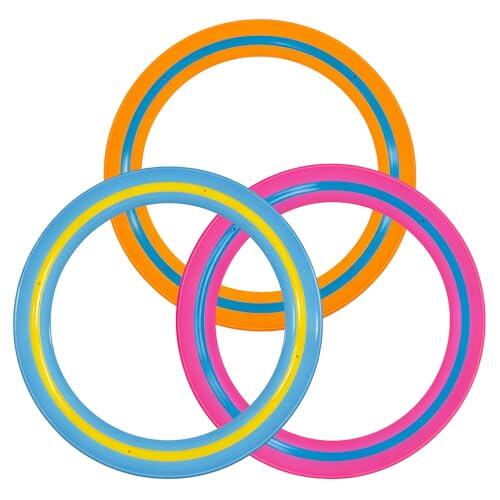 3 Aros Voladores de 25 CM, Discos Suaves para Lanzar, Aros Voladores, Juguetes de Playa, Juegos de Lanzamiento para Actividades al Aire Libre en el Jardín, Playa, Patio y con Familia y Amigos