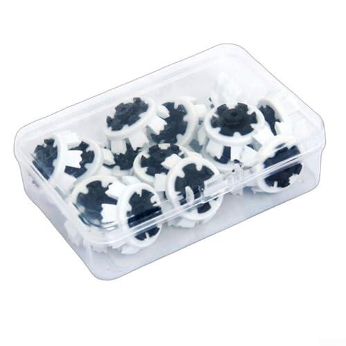 Paquete de 16 pinchos para zapatos de golf para sistemas Twist 3.0, material de goma, patrón de 8 puntos que garantiza una tracción consistente en césped firme o suave (blanco-negro)