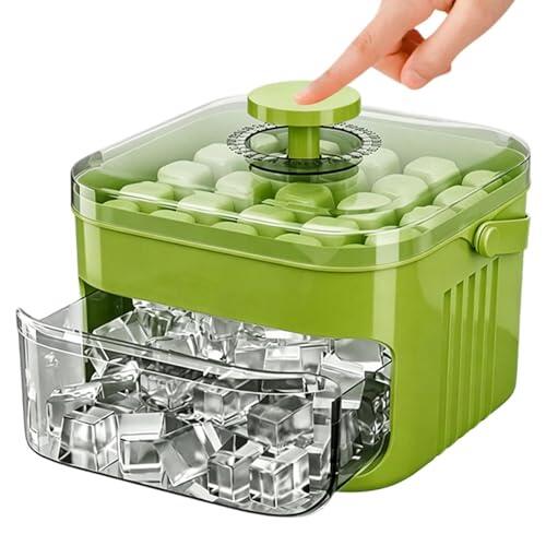 Máquina para hacer hielo de 50 cubitos con tapa fácil de presionar, bandeja portátil para cubitos de hielo de dos pisos, cubo para hielos pequeño que ahorra espacio para vehículos recreativos, oficina