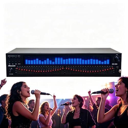 EQ-888 Ecualizador GRÁFICO para el hogar estéreo de Pantalla Grande HD de 20 Bandas, preamplificador,con Bluetooth/USB/Control Remoto (Azul)