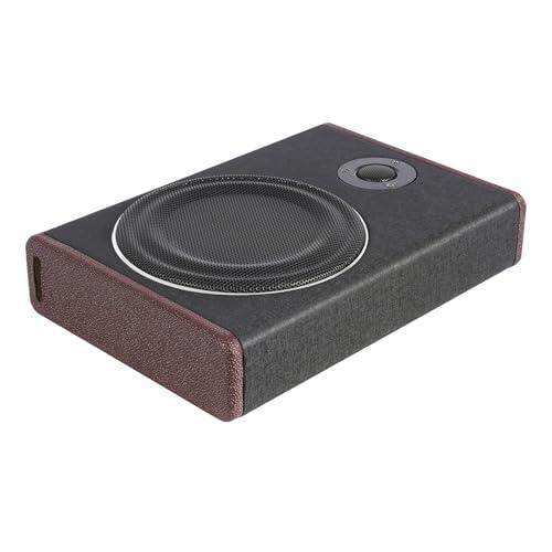 Chelngveo Subwoofer Activo para Auto, 600W 8 Pulgadas Subwoofer Bajo Asiento, Amplificador Integrado, Rango de Frecuencia 40Hz-200Hz, Carcasa de Madera Rectangular, para Instalación en Coche Bajo el
