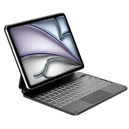 Tiiomioon Funda Teclado para iPad Air 11 M4 2026/ M3 2025/ M2 2024, Magic Keyboard per iPad Air 5/4, Español Ñ Bluetooth Retroiluminado Trackpad Teclado para iPad Pro 11'' 4/3/2/1 Gen-Negro