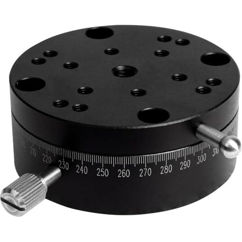 Mesa deslizante de plataforma giratoria, indexación de alta precisión con rotación manual de 360°, capacidad de carga 68,6 N, incluye báscula para alimentación en ángulo