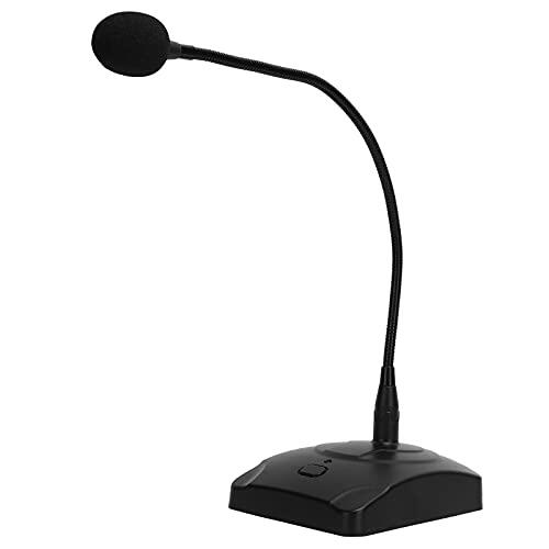 Mimdixy Micrófono de Escritorio, micrófono de Conferencia con Cable, micrófono de paginación con reducción de Ruido de Metal Negro extendido, micrófono de Cuello de Cisne para