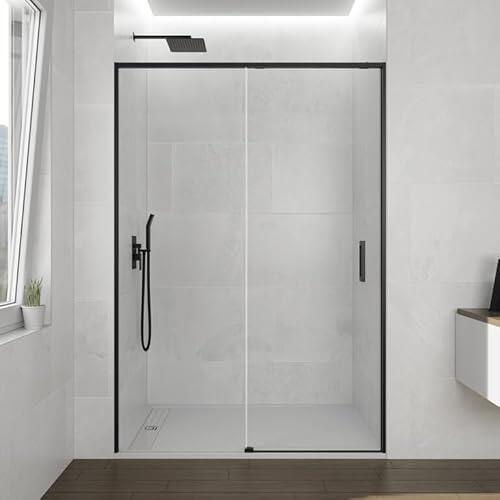 GME TWENTY Mampara Ducha Frontal 1 Fijo 1 Corredera Negro Mate 140-145 cm