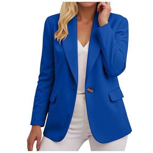 Blazer Elegante Ajustado Para Mujer Americana Mujer Casual Chaqueta De Verano Para Blazer Moderna Informal Diario Oficina Frontal El Trabajo, Chaquetas De Negocios Con Cuello Solapa Y Manga Larga