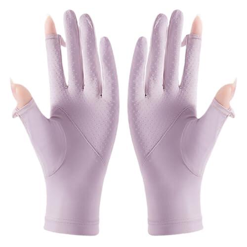 Guantes De Seda – Ropa De Mano Fina Antideslizante Para Conducir, Protección Solar Completa Con Tela De Hielo, Diseño Empalmado Transpirable Para Niños Y Mujeres | Ropa De Mano Con Protección
