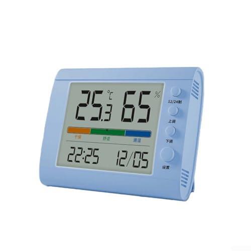 Higrómetro digital con pantalla iluminada y actualizaciones en tiempo real para rastrear la temperatura y la humedad interiores y exteriores (azul (1))