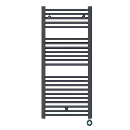facula - Radiador Toallero Eléctrico Fluido WiFi Programable | Modos Confort, Noche y antihielo (Negro, 1178x500mm)