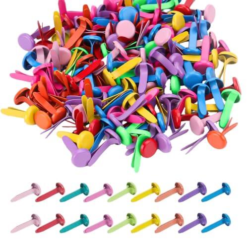 HAPZUR Encuadernadores Metálicos 100 Piezas Colores, Brads de Doble Pata para Scrapbooking, Manualidades, DIY y Proyectos Escolares Creativos