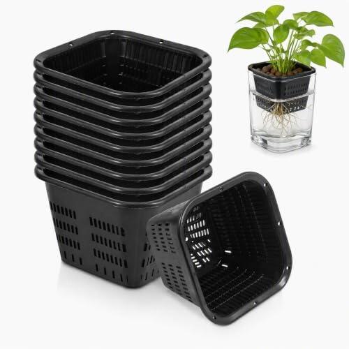 Supvox Paquete de 10 macetas de malla resistentes de 5,5 pulgadas, vasos hidropónicos con ranuras para cestas reutilizables de plástico con borde ancho para orquídeas y plantas de jardín