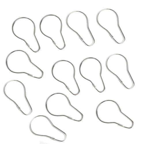 EasyByMall Paquete de 12 anillos de cortina de ducha de acero inoxidable, ganchos de cortina de metal modernos para baño, ganchos deslizantes suaves, color plateado