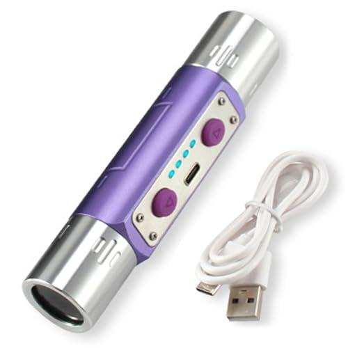 Gemuseeee Torcia Profesional para pies Preciosos con luz UV a Doble Onda de 365 NM y 254 NM, luz Negra para la separación de minerales y Monedas, Tipo C, Rica rápida, Color Viola.