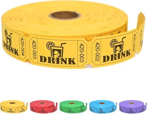 Moguri 1000 Lose-Los-Rollen, Marcas de Bebidas en Rollo para Eventos, Ocio, visitas al Cine, Entretenimiento, recompensas educativas y premios (Amarillo)