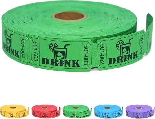 Moguri 1000 Lose-Los-Rollen, Marcas de Bebidas en Rollo para Eventos, Ocio, visitas al Cine, Entretenimiento, recompensas educativas y premios (Verde)