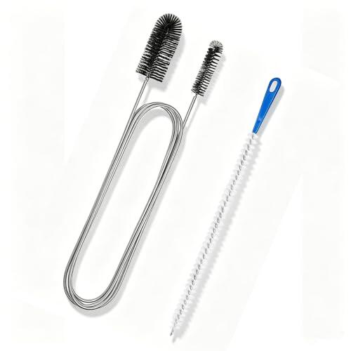Desatascador Tuberías 155cm,2 pcs Cepillo Flexible para Fregadero y Ducha,Herramienta para Eliminar Cabellos y Residuos,para Desatascar Tuberías de la Cocina y el Baño