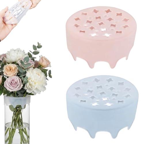 Silicone Blossom Grid Flower Arranger, Silicone Flower Frog Arranger Grid, Flexible Reusable Floral Grid for Vases, Stretchable Flower Arrangement Holder, Waterproof Flower Frogs (2Pcs-C)