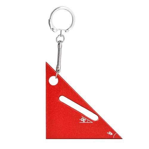 Regla triangular para carpintería: mini herramienta de medición de ángulo de aleación de aluminio, calibre cuadrado portátil de 45/90 grados, diseño de llavero | de marcado de carpintería de p