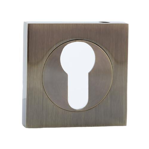 TiendaManilla Bocallave de Roseta Cuadrada para Puertas con Cilindro de Pera, Herraje de Zamak de Diseño Clásico, Acabado Efecto Cuero, Incluye Accesorios para Instalación.