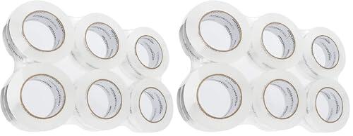 Amazon Basics 6Unidad Cinta de para mudanza y almacenamiento, Ancho estándar: 4,7 cm de ancho x 99,6 m, Claro (Paquete de 2)