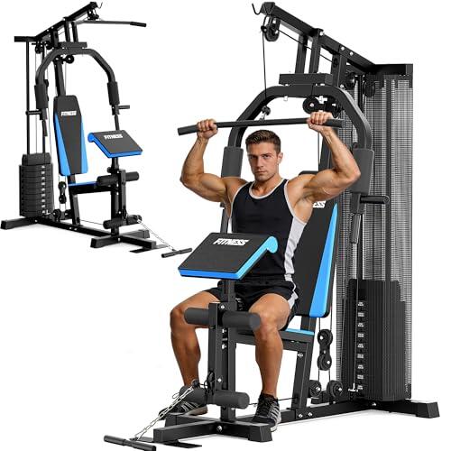 Orisyn Estación de fuerza multifuncional – Equipo de fitness para el hogar con más de 40 ejercicios, estación de fitness multifunción con 150 kg de carga máxima para entrenamiento de fuerza de cuerpo